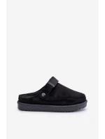 Zateplené dámské pantofle na platformě černé Neliel