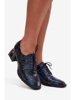 Kožené lakované dámské lodičky na podpatku s krystaly Artiker 55C0428 tmavě modré Kožené lakované dámské lodičky na podpatku s krystaly Artiker 55C0428 tmavě modré