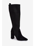 Dámské kozačky na sloupku – černé Yserine