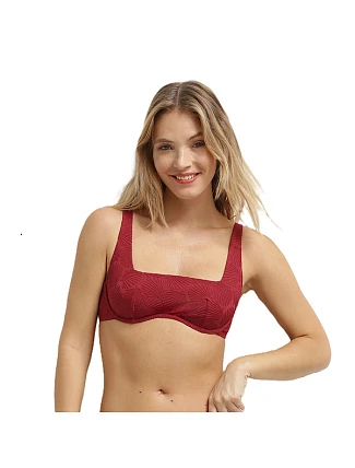 Dámské plavky DIM SWIMWEAR SHELL WIRED BRA - DIM - tmavě červená Dámské plavky DIM SWIMWEAR SHELL WIRED BRA - DIM - tmavě červená