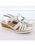 Dámské stříbrné sandály na podpatku s elastickými pásky Remonte R6264-92