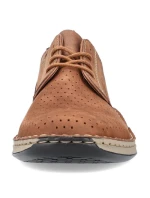 Kožené polobotky Rieker M RKR528 hnědé s ažurovým vzorem