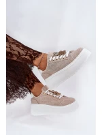Tenisky Na Platformě S Potiskem Medvěd S.Barski BF51-014 Béžové