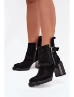 Kozačky z přírodního semiše na podpatku s přezkou Vinceza 91152 Černé Kozačky z přírodního semiše na podpatku s přezkou Vinceza 91152 Černé