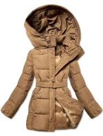Hnědá vypasovaná zimní bunda s opaskem (23MY-207) Hnědá vypasovaná zimní bunda s opaskem (23MY-207)