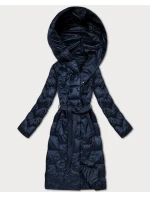 Tmavě modrý prošívaný kabát s páskem Libland (LD-7806)