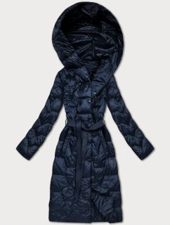 Tmavě modrý prošívaný kabát s páskem Libland (LD-7806)