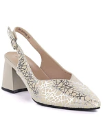 Kožené lodičky na řemínku béžové Cambell 35306