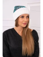 Dámská čepice Iris K348 white+turquoise Dámská čepice Iris K348 white+turquoise