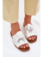 Dámské sandály na plochém podpatku se zdobeným vázáním stříbrné Norela