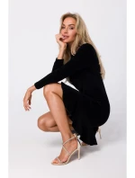 M765 Šaty s nařaseným spodním lemem - černé M765 Šaty s nařaseným spodním lemem - černé