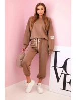 Komplet teplákové + kalhoty máslová látka velbloud