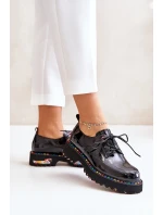 Lakované Dámské Polobotky Na Šněrování Černé Artiker 55C0497