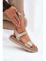 Dámské Kožené Sandály Na Platformě Béžové Zazoo 40443