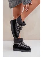 Semišové dámské sněhule s hrubým šněrováním D.Franklin DFSH375003 Černé Semišové dámské sněhule s hrubým šněrováním D.Franklin DFSH375003 Černé