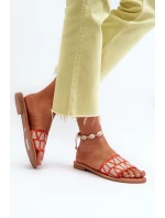 Dámské sandály na ploché podrážce oranžové Traivea