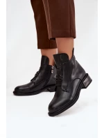 Vytápěné kožené dámské boty s ozdobným detailem černé Briselda Vytápěné kožené dámské boty s ozdobným detailem černé Briselda