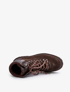 Semišové zateplené kotníkové boty trapery pánské Big Star Hi-Poly System hnědé
