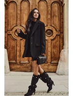 Dámské nazouvací kozačky na jehlovém podpatku Thaliane se stříbrnými ozdobami – černé