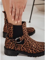 Dámské semišové kozačky s leopardím vzorem FashionStreet ZY1261