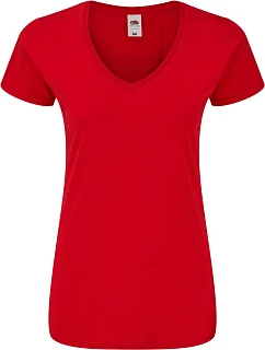 Fruit of the Loom Lady-Fit Iconic 150 V-Neck T Dámské tričko s výstřihem do V 16.1444 red