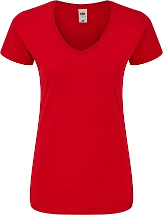 Fruit of the Loom Lady-Fit Iconic 150 V-Neck T Dámské tričko s výstřihem do V 16.1444 red Fruit of the Loom Lady-Fit Iconic 150 V-Neck T Dámské tričko s výstřihem do V 16.1444 red