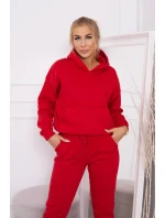 Souprava s fleecovou podšívkou a zavazováním na lemu červená