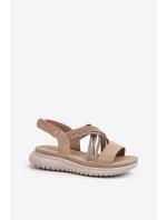 Lehké Dámské Pohodlné Sandály Na Suchý Zip Beige Ceclea Lehké Dámské Pohodlné Sandály Na Suchý Zip Beige Ceclea