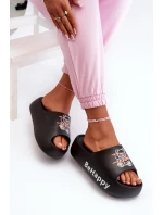 Lehké Dámské Žabky na Hrubé Podrážce s Medvídkem Pianové Černé Serefina