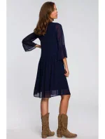 S236 Jednoduché šifonové šaty - tmavě modré S236 Jednoduché šifonové šaty - tmavě modré