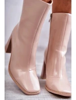 Dámské lakované kozačky Béžové Margit Dámské lakované kozačky Béžové Margit