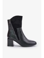 Zateplené Dámské Kotníkové Boty Na Podpatku Černé Relabina