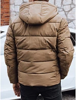 Pánská prošívaná zimní bunda s kapucí FashionStreet camel TX5067