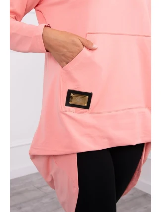 Mikina s dlouhými zády a kapucí meruňková Mikina s dlouhými zády a kapucí meruňková