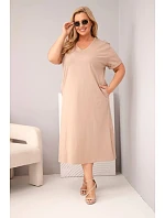Dámské bavlněné šaty Plus Size s výstřihem do V fango