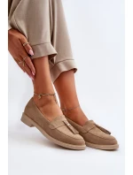 Bezové Dámské Mokasíny Na Ploché Podrážce Zazoo 3420