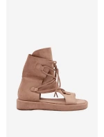 Dámské sandály Eko semiš s horní částí a šněrováním Béžové Ferlisse