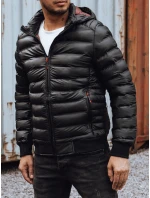 Pánská prošívaná bunda s kapucí černá FashionStreet TX4764