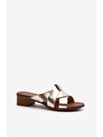 Zazoo 40236 Kožené dámské klínky na nízkém podpatku zlaté