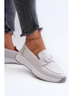 Dámské Kožené Mokasíny Na Platformě Světle Šedé S.Barski LR490