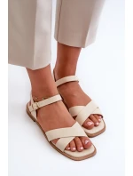 Dámské Ploché Sandály Z Ekokože S.Barski KV27-003 Beige Dámské Ploché Sandály Z Ekokože S.Barski KV27-003 Beige