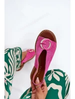 Ploché sandály s ozdobou růžové Haliones Ploché sandály s ozdobou růžové Haliones