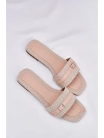 Ploché Dámské Pantofle S Páskem A Sponou Béžové Zilina