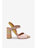 Kožené elegantní sandály na podpatku Laura Messi 2136 Multikolor