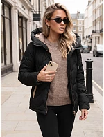 Dámská prošívaná bunda s kapucí, černá, FashionStreet TY5943