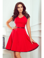 Červené dámské šaty s krajkovými vsadkami model 7761416