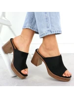 Dámské semišové žabky na jehlách černé Potocki 54309