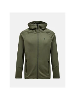 Mikina Peak Performance Rider Essentials s kapucí na zip - pine needle/pine needle velikost: l