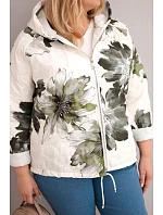 Jarní dámská bunda Plus Size s květinovým vzorem khaki