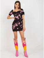 Dámské šaty LK SK 508641.29 Černá s růžovou vzor - FPrice
